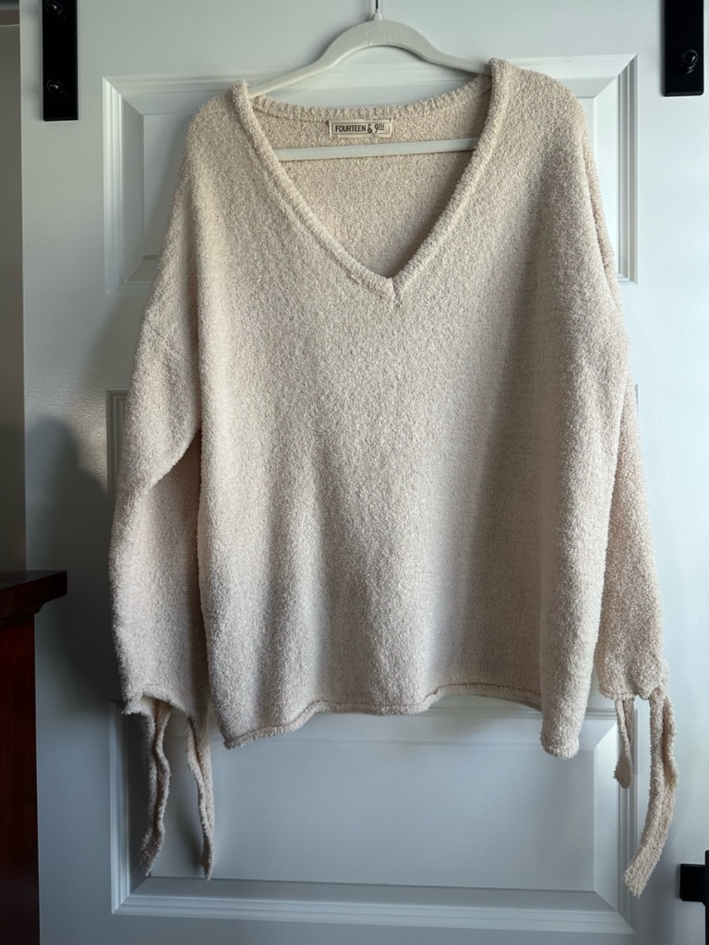 Fourteen & 9th V-Neck Tie-Cuff Sweater